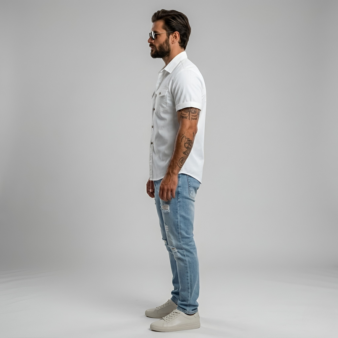 Men's Linen Short Sleeve Button Down Shirt