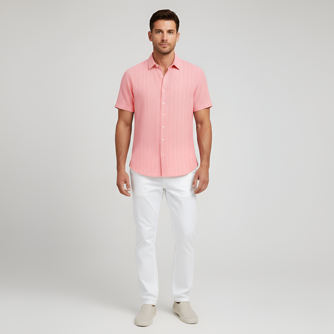 Men's Lightweight Linen Short Sleeve Button Down Shirt