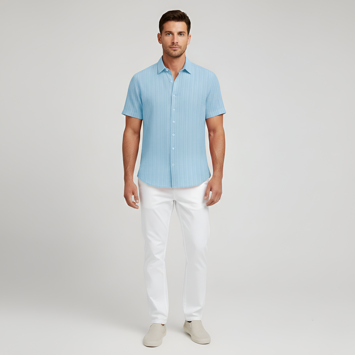 Men's Lightweight Linen Short Sleeve Button Down Shirt