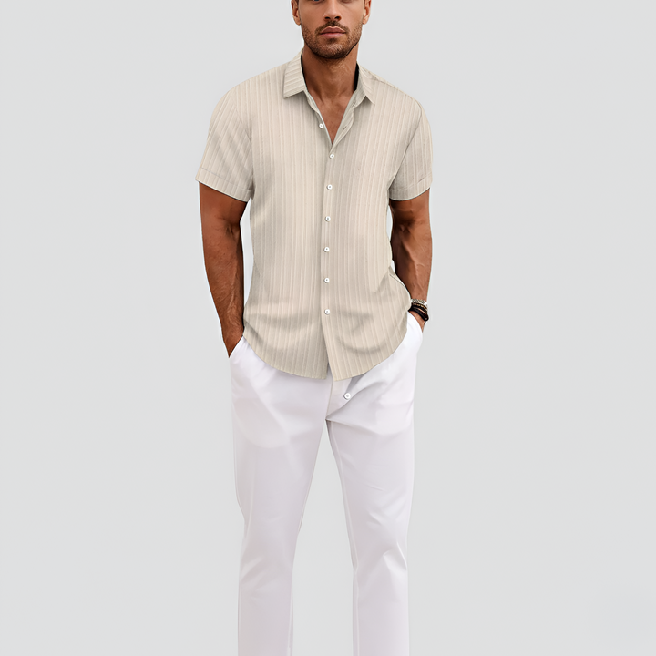 Men's Lightweight Linen Short Sleeve Button Down Shirt