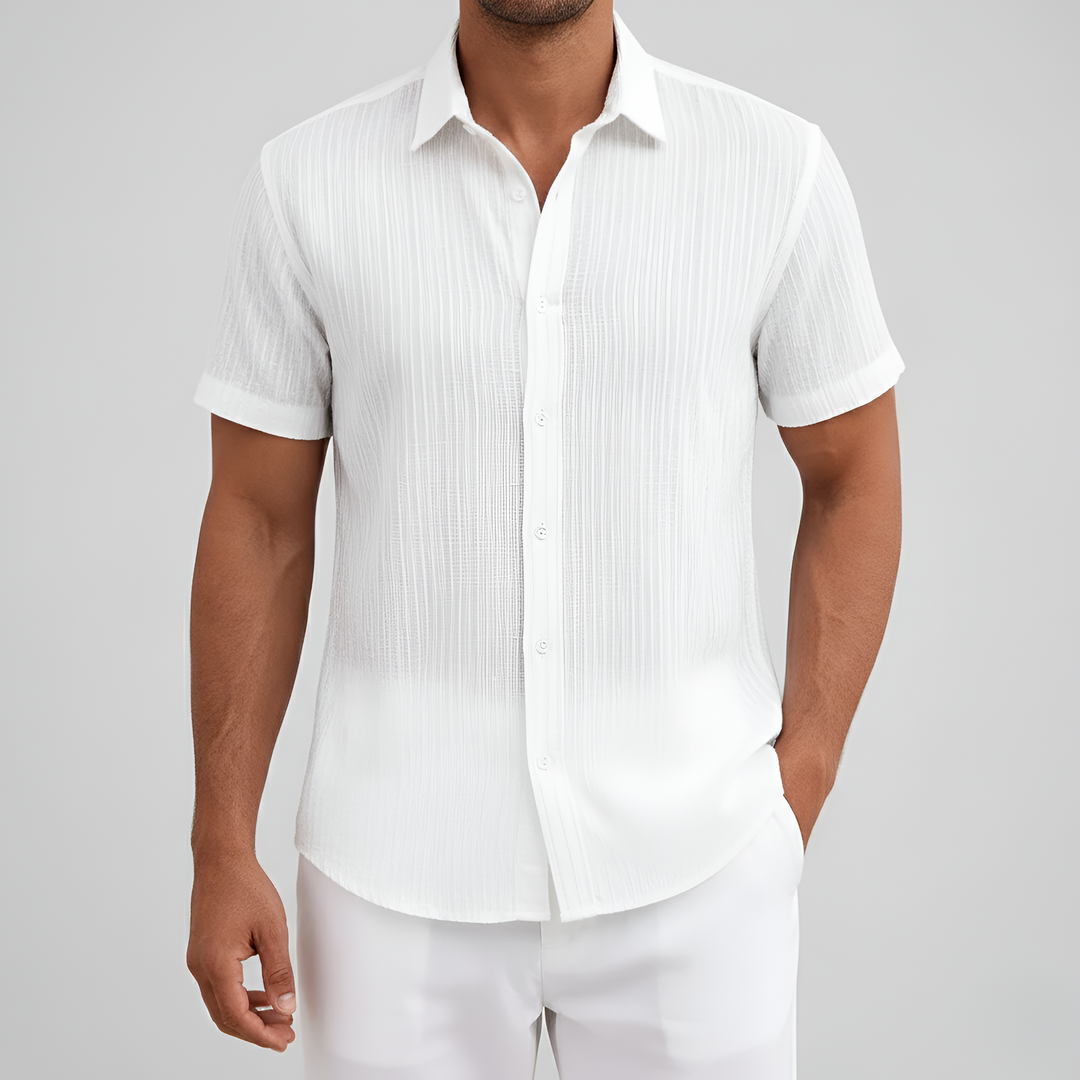 Men's Lightweight Linen Short Sleeve Button Down Shirt