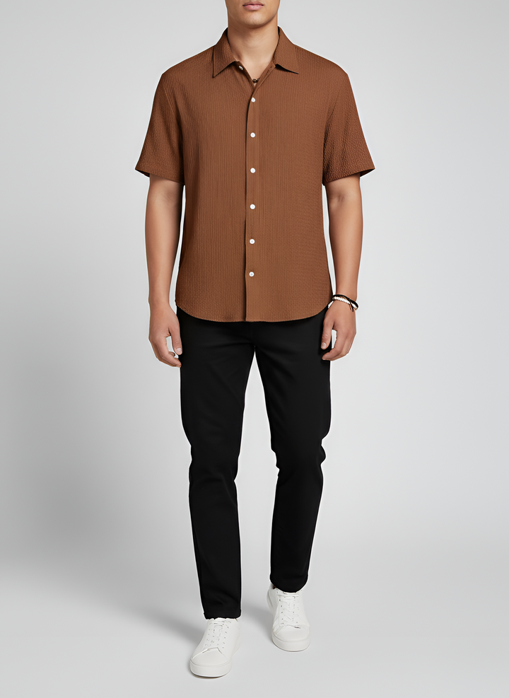 Men's Linen Short Sleeve Cuban Collar Shirt