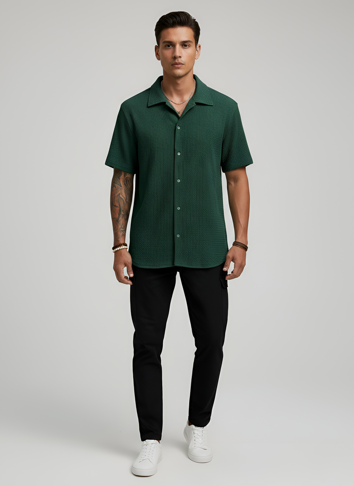 Men's Linen Short Sleeve Cuban Collar Shirt