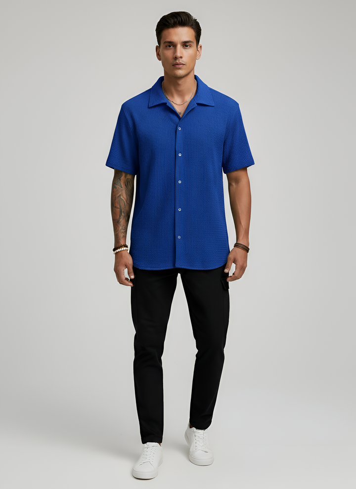 Men's Linen Short Sleeve Cuban Collar Shirt