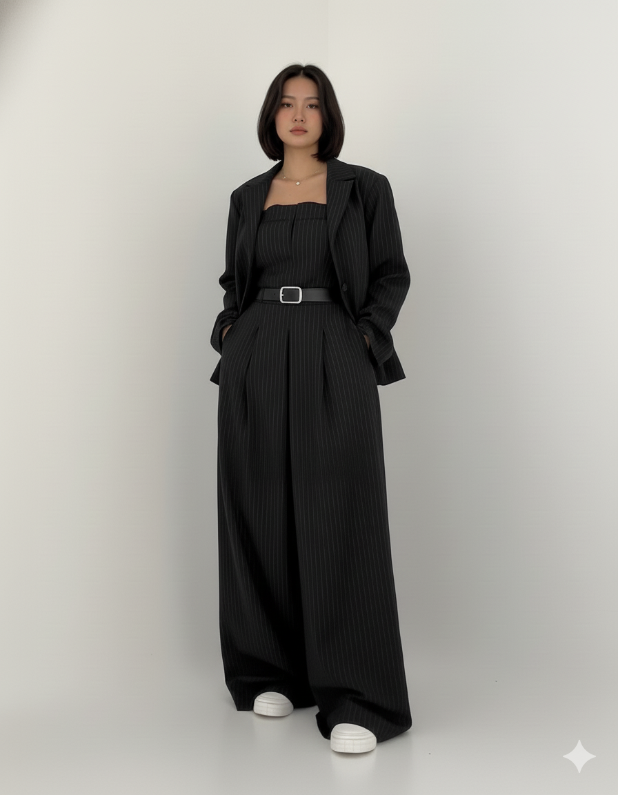 Women’s Knit Wide-Leg Jumpsuit & Blazer Set
