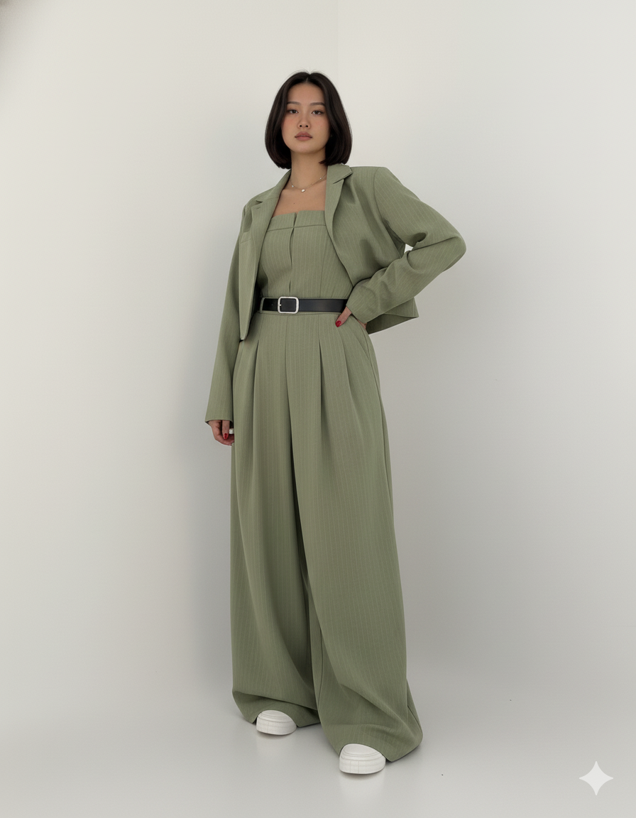 Women’s Knit Wide-Leg Jumpsuit & Blazer Set