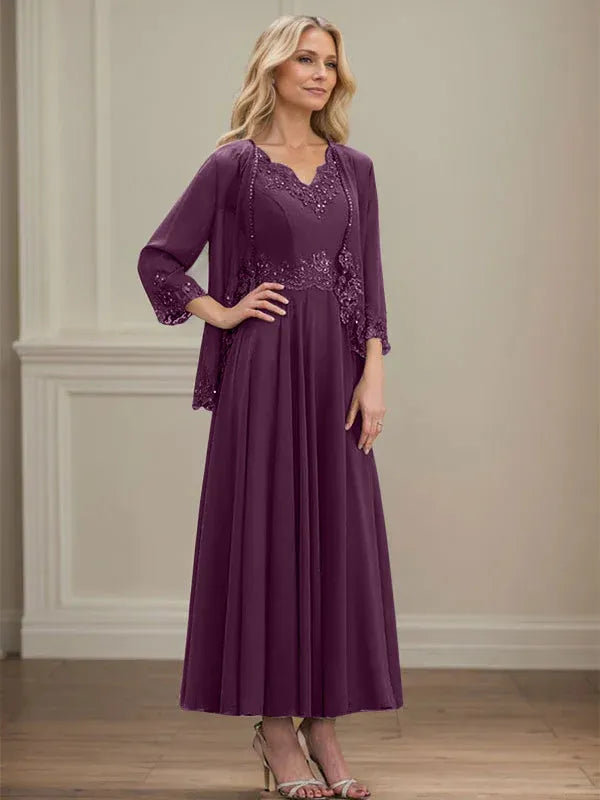 Women's Chiffon Evening Dress with Jacket
