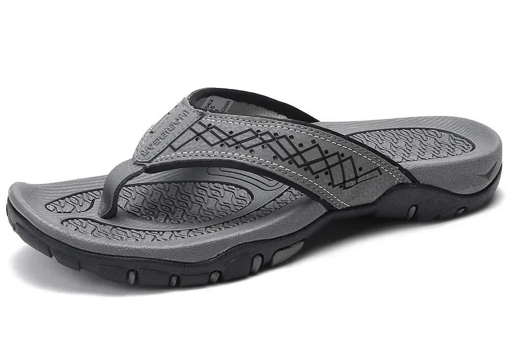 Flip Flops Men's Leather Arch Support Comfort Cushioned Summer Beach Thongs