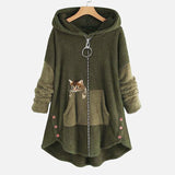 Women's Fleece Hoodie Oversized Zip Up Jacket
