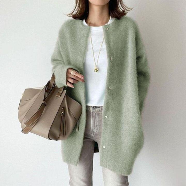 Women's Merino Wool Snap-Front Long-Sleeve Cardigan
