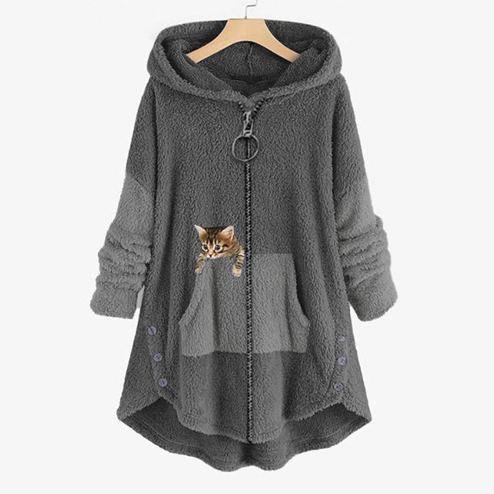 Women's Fleece Hoodie Oversized Zip Up Jacket