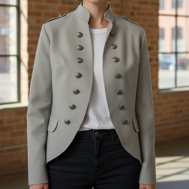 Women's Military Blazer Wool Slim Fit Tailored Officer Jacket