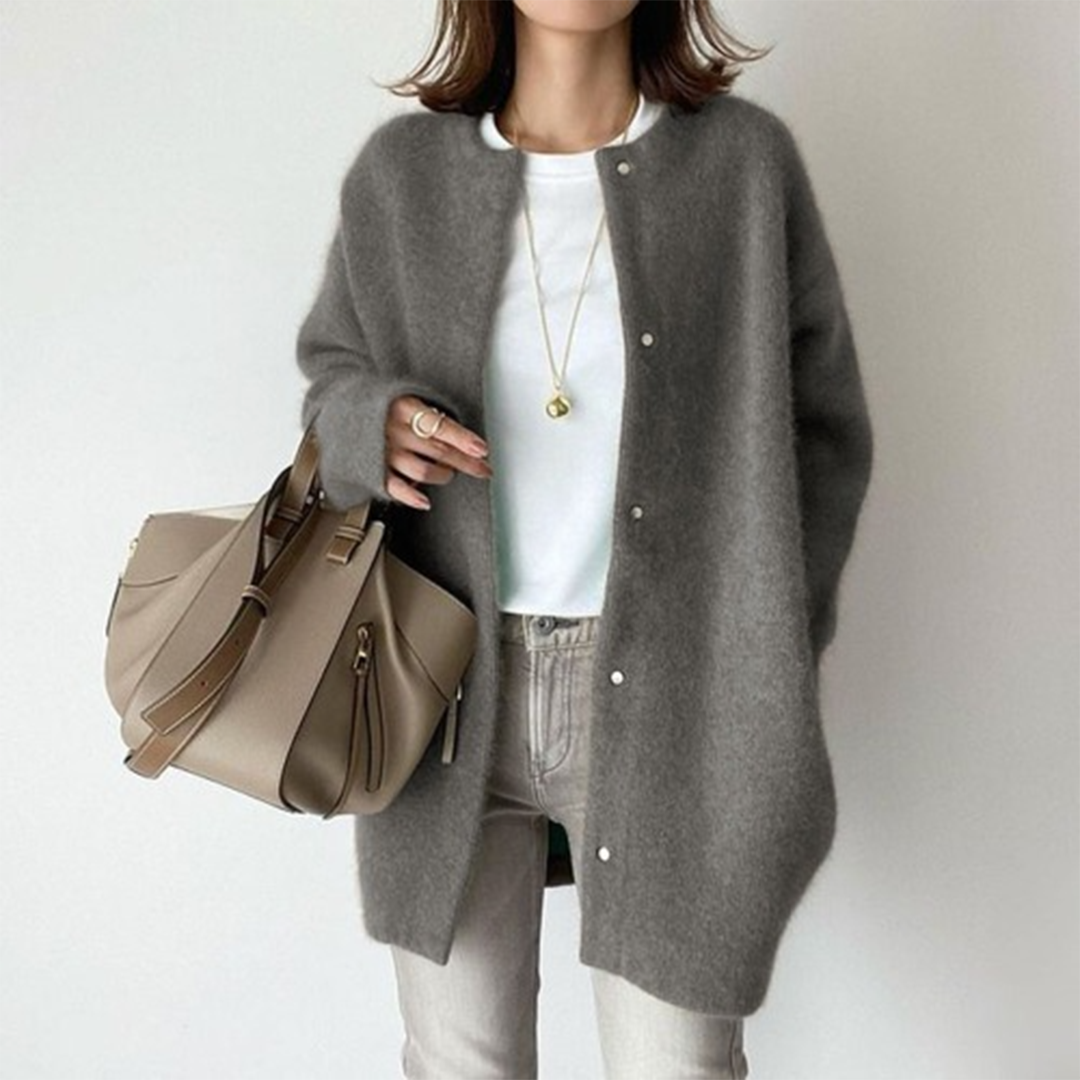 Women's Merino Wool Snap-Front Long-Sleeve Cardigan