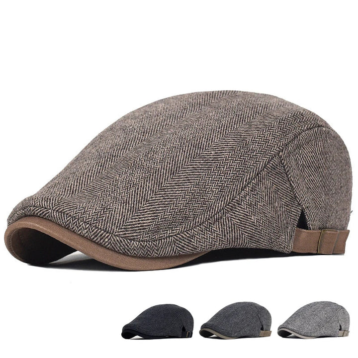 Men's Wool Blend Herringbone Flat Cap