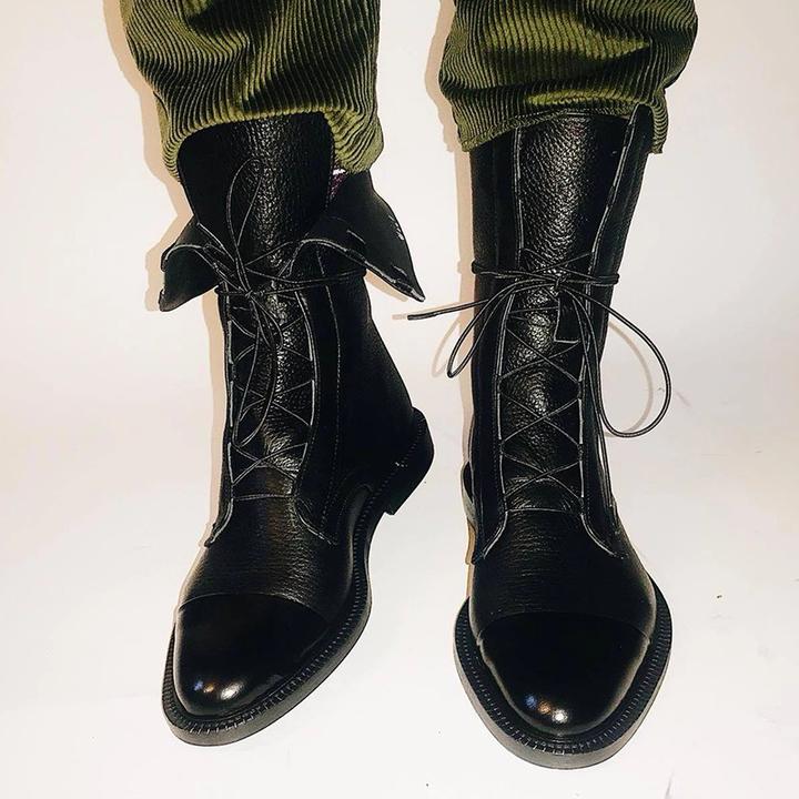 Women’s Leather Lace-Up High-Heel Ankle Boots