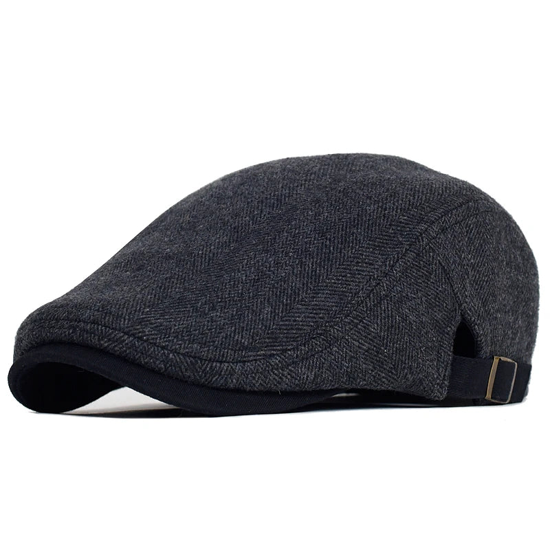 Men's Wool Blend Herringbone Flat Cap