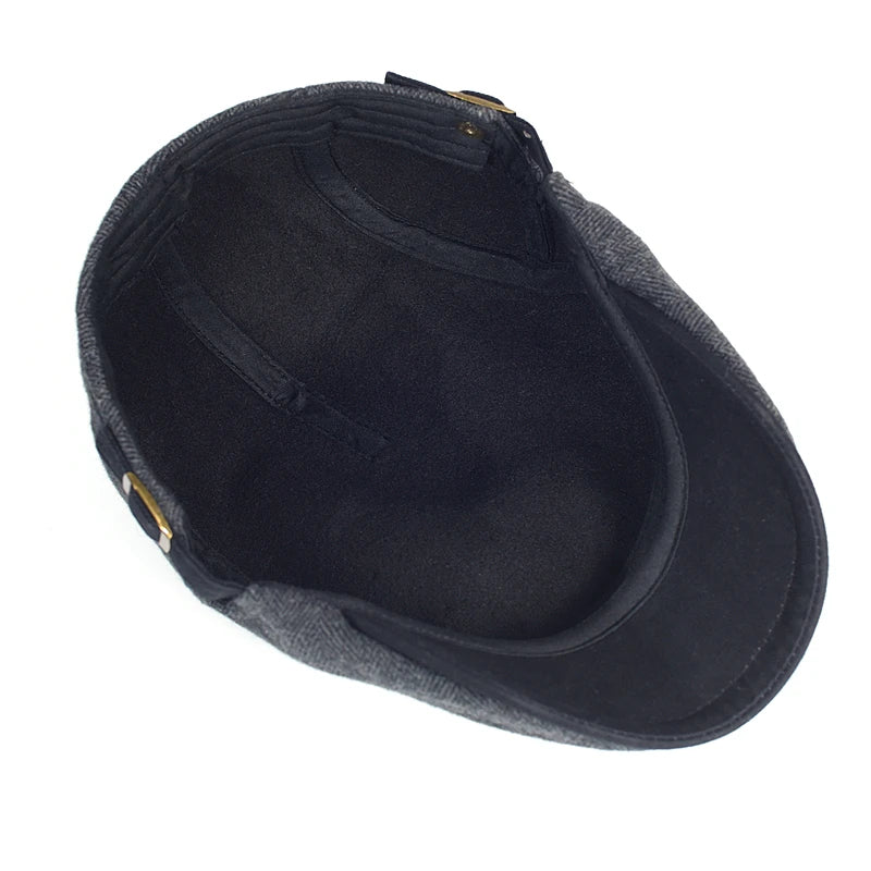 Men's Wool Blend Herringbone Flat Cap