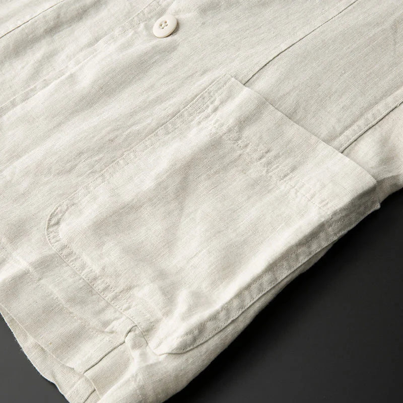 Veste de costume décontractée pour homme en lin léger, coupe ajustée