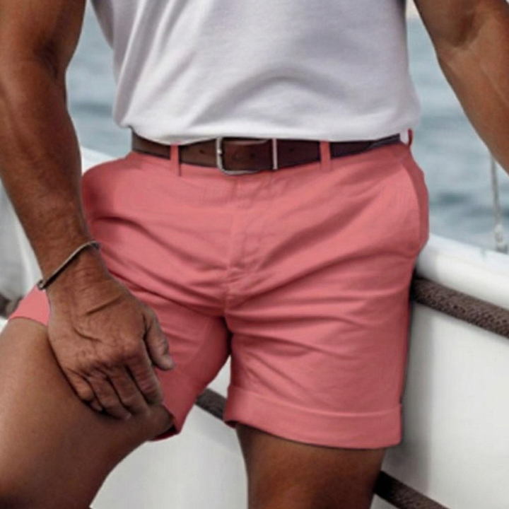 Men's Linen Slim Fit Chino Shorts Lightweight Casual Tailored