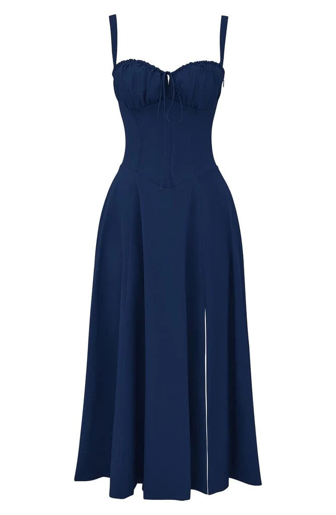 Women's Floral Linen Midi Dress Cocktail Party Dress
