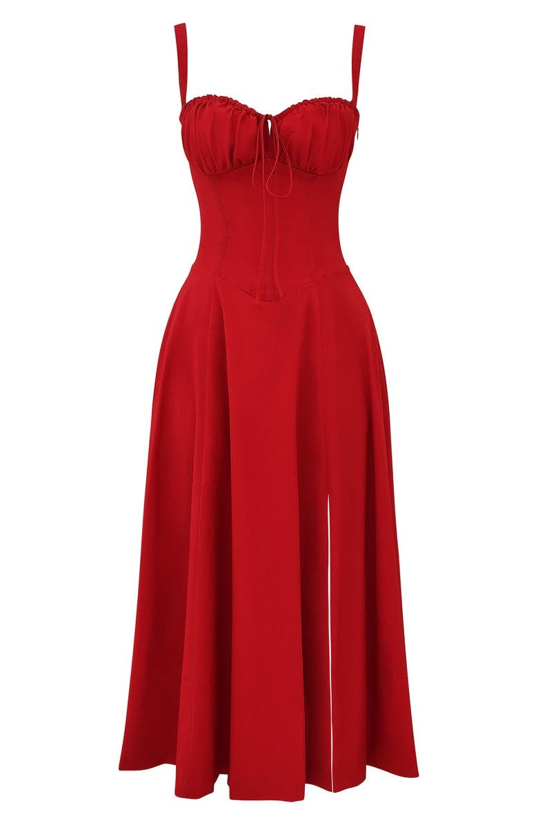 Women's Floral Linen Midi Dress Cocktail Party Dress