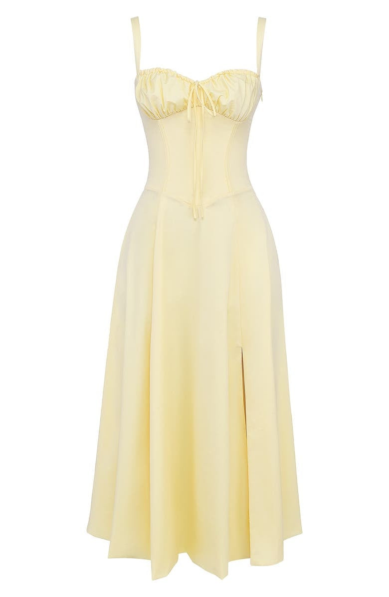 Women's Floral Linen Midi Dress Cocktail Party Dress