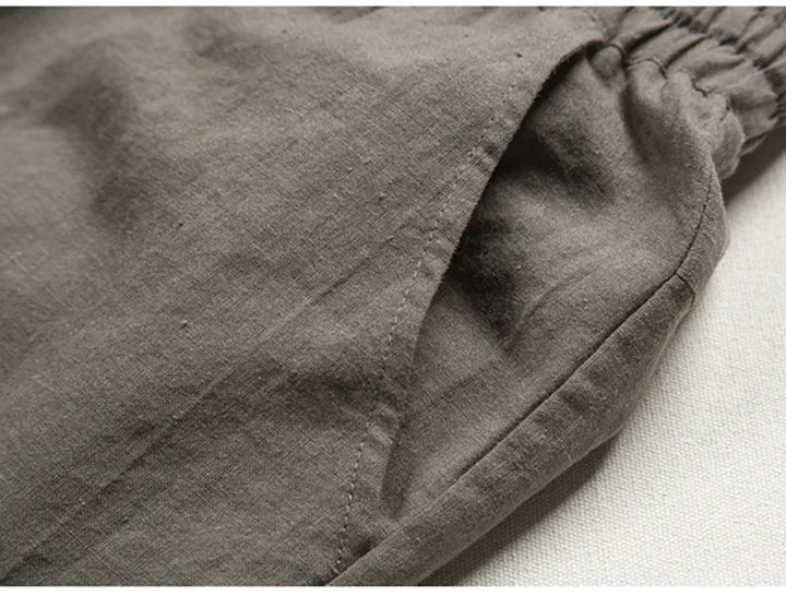 Men's Casual Linen Trousers Lightweight Relaxed Fit Pants