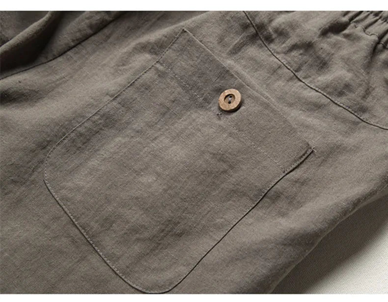 Men's Casual Linen Trousers Lightweight Relaxed Fit Pants