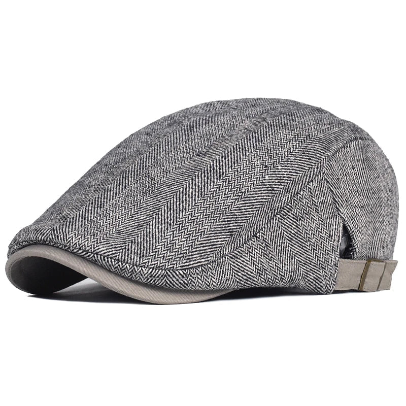 Men's Wool Blend Herringbone Flat Cap