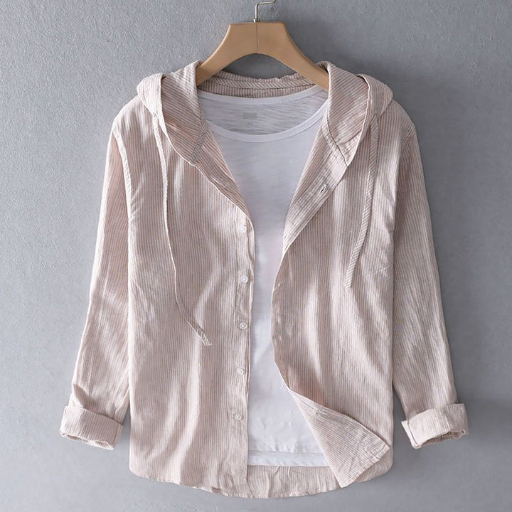 Dámská lehká lněná košile s kapucí, ležérní bunda a overshirt