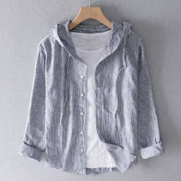 Dámská lehká lněná košile s kapucí, ležérní bunda a overshirt