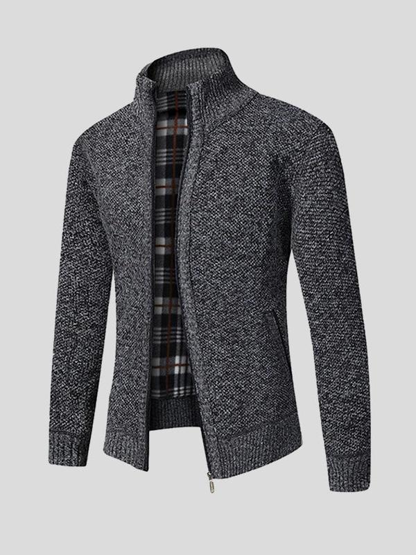 Men's Fleece High Collar Zip Up Stand Jacket Coat