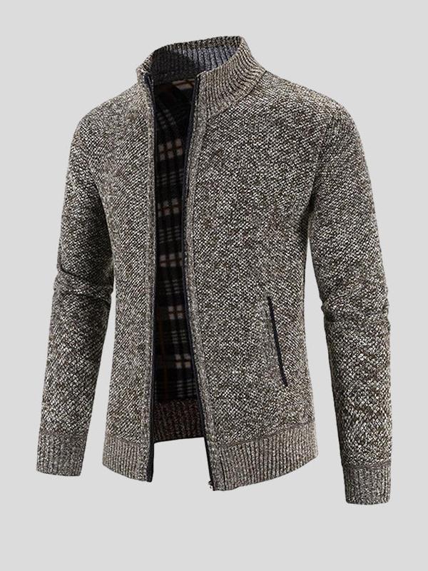 Men's Fleece High Collar Zip Up Stand Jacket Coat