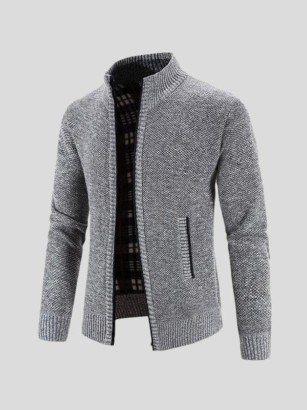 Men's Fleece High Collar Zip Up Stand Jacket Coat