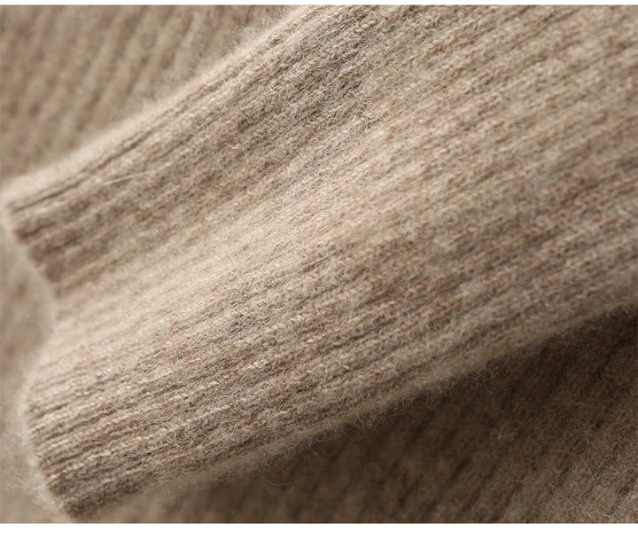 Women's Wool Knit Ribbed Long Sleeve Midi Dress 