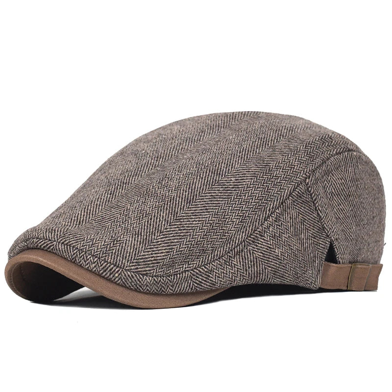 Men's Wool Blend Herringbone Flat Cap