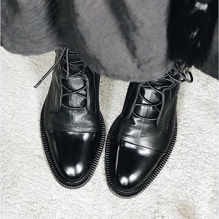 Women’s Leather Lace-Up High-Heel Ankle Boots
