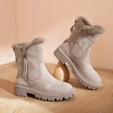 Women's Leather Ankle Boots Fleece Lined
