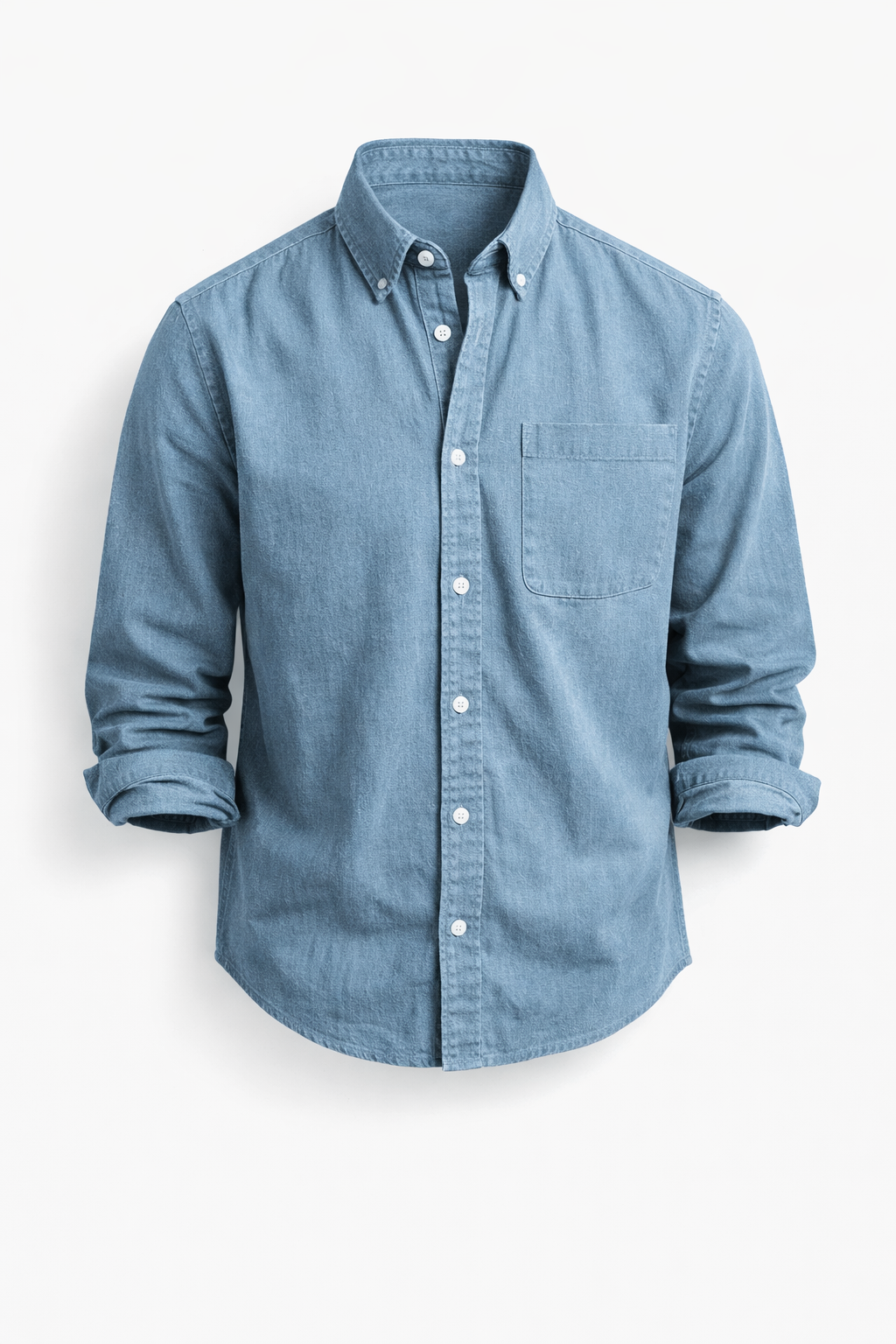Men's Lightweight Denim Shirt Long Sleeve Button Down Work Top