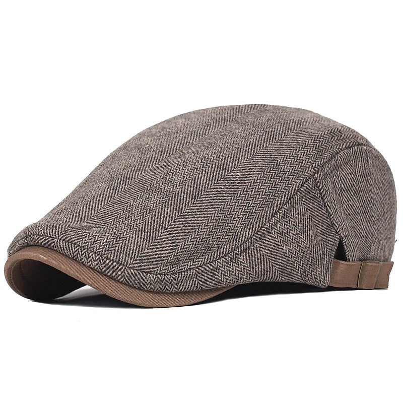 Men's Wool Blend Herringbone Flat Cap