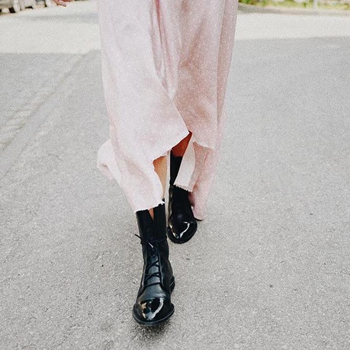 Women’s Leather Lace-Up High-Heel Ankle Boots