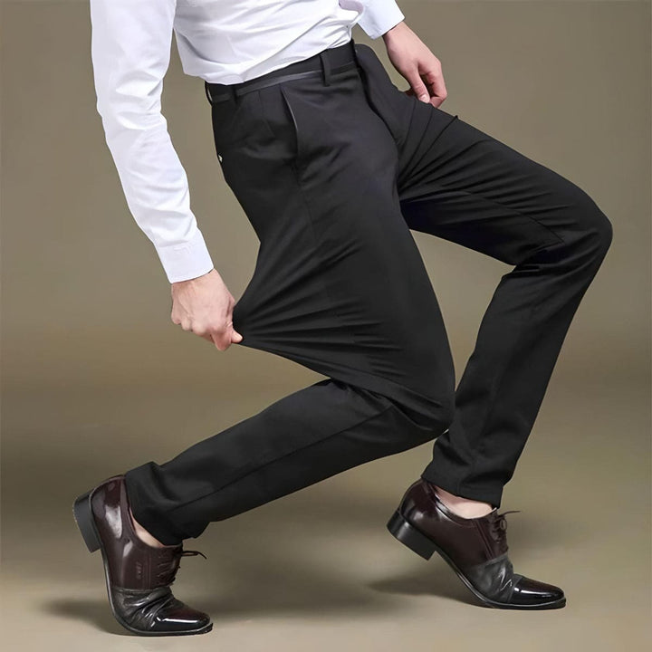 Men's Wool Blend Slim Fit Formal Dress Trousers