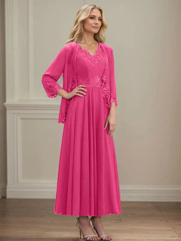 Women's Chiffon Evening Dress with Jacket