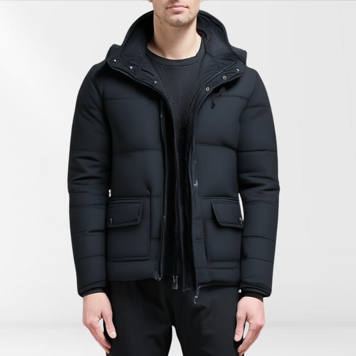 Men's Fleece Puffer Jacket Hooded Padded Coat
