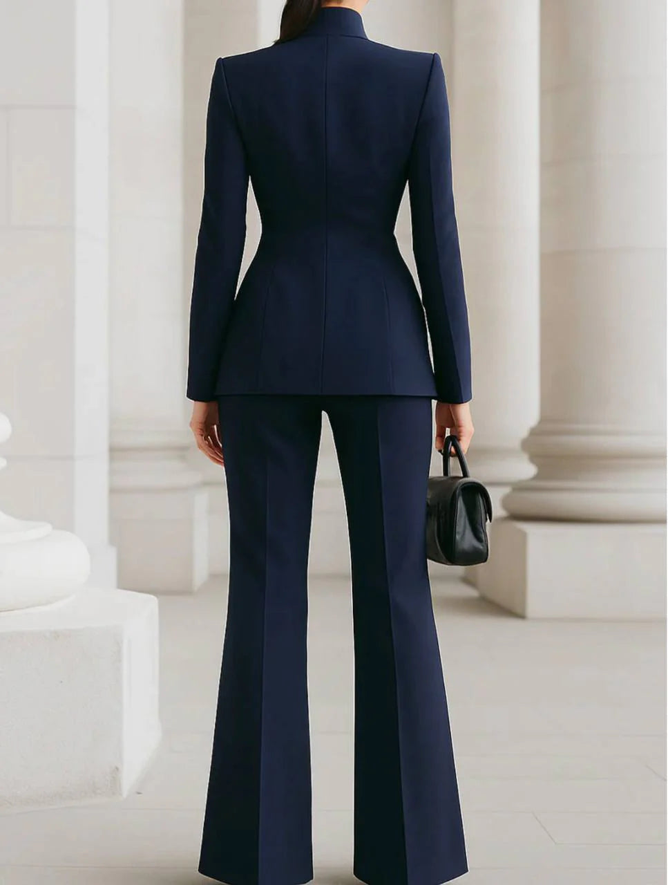 Women's Knit Tailored Blazer and Trouser Suit Set