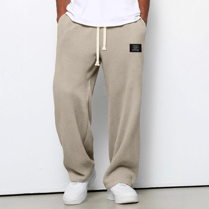 Men's Waffle Knit Wide Leg Drawstring Trousers