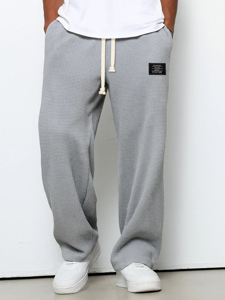 Men's Waffle Knit Wide Leg Drawstring Trousers