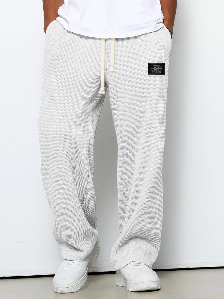 Men's Waffle Knit Wide Leg Drawstring Trousers