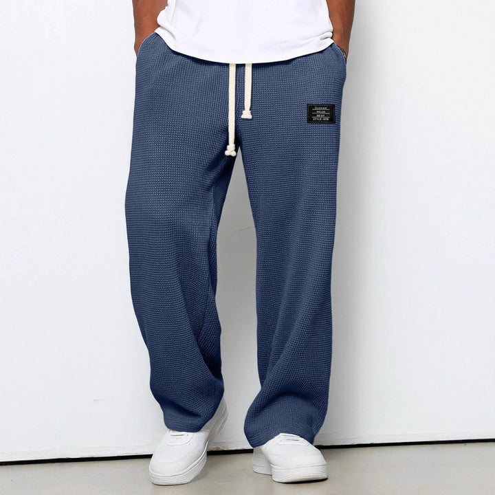 Men's Waffle Knit Wide Leg Drawstring Trousers