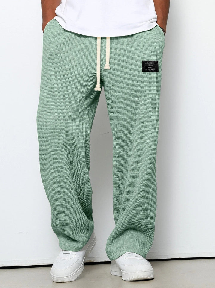 Men's Waffle Knit Wide Leg Drawstring Trousers